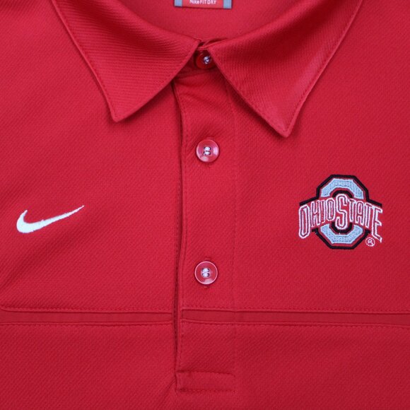 Nike Ohio State Buckeyes Polo Shirt Men Medium Red FitDry Polyester S/S Pullover - Picture 8 of 15